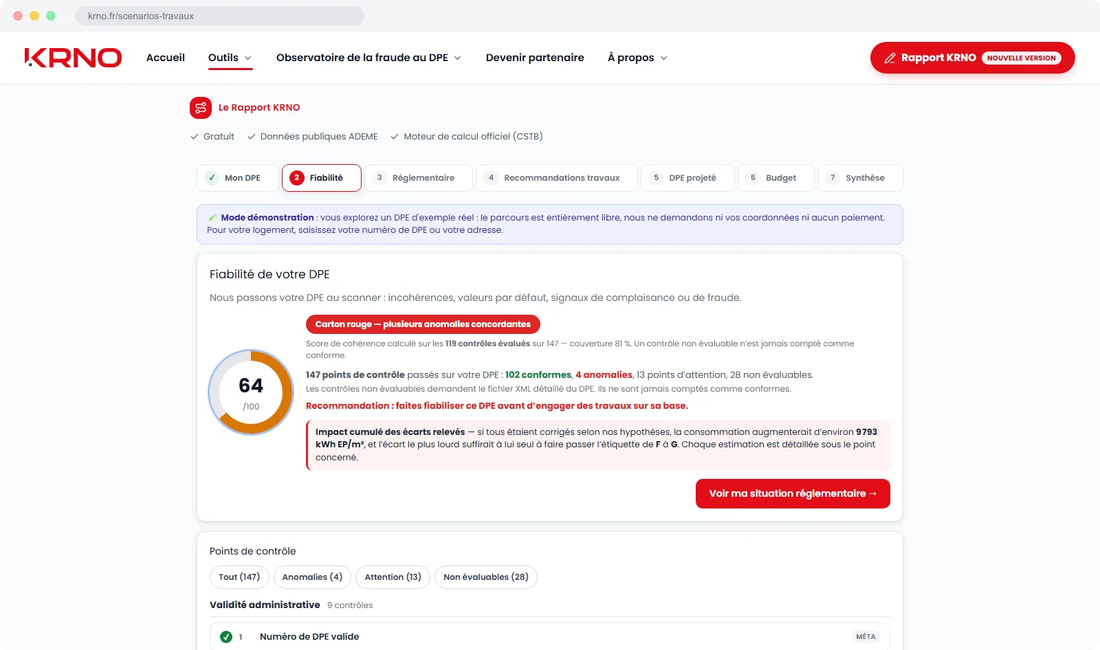 La fiabilité du DPE, notée sur 100